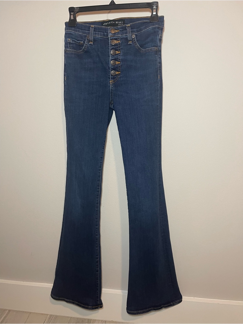 Veronica Beard Beverly High Rise Skinny Flare Jeans Prussian Blue Size 24